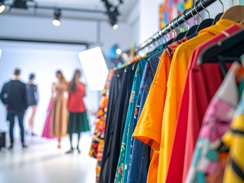 Rack of apparel on hangers