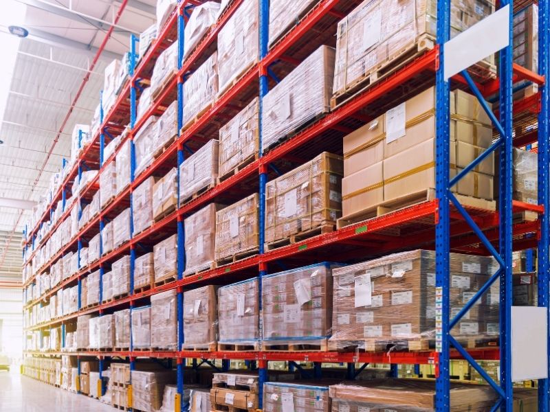 Stocked warehouse racking